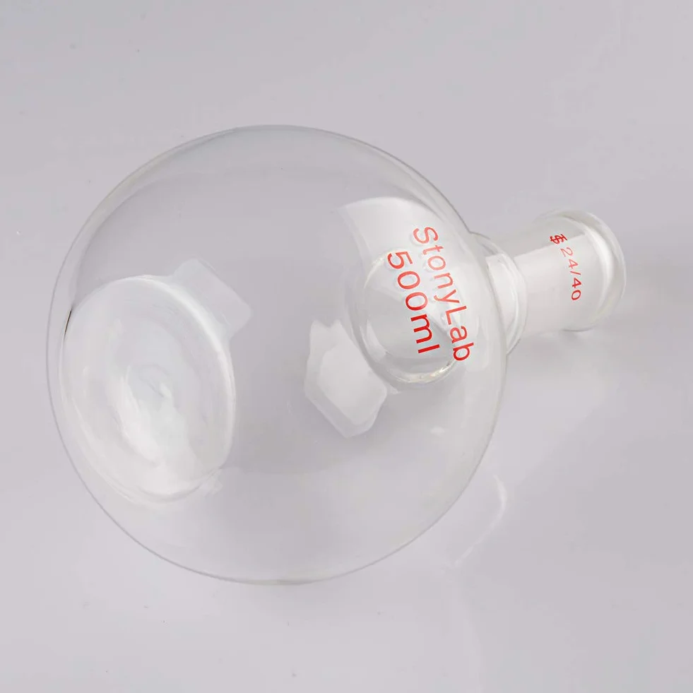 StonyLab 500ml Glas Einhals Flachboden Kochflasche Flachbodenflashe mit 24/40 Standard Taper Outer Joint, Single Neck Flat Bottom Boiling Flask - 500ml