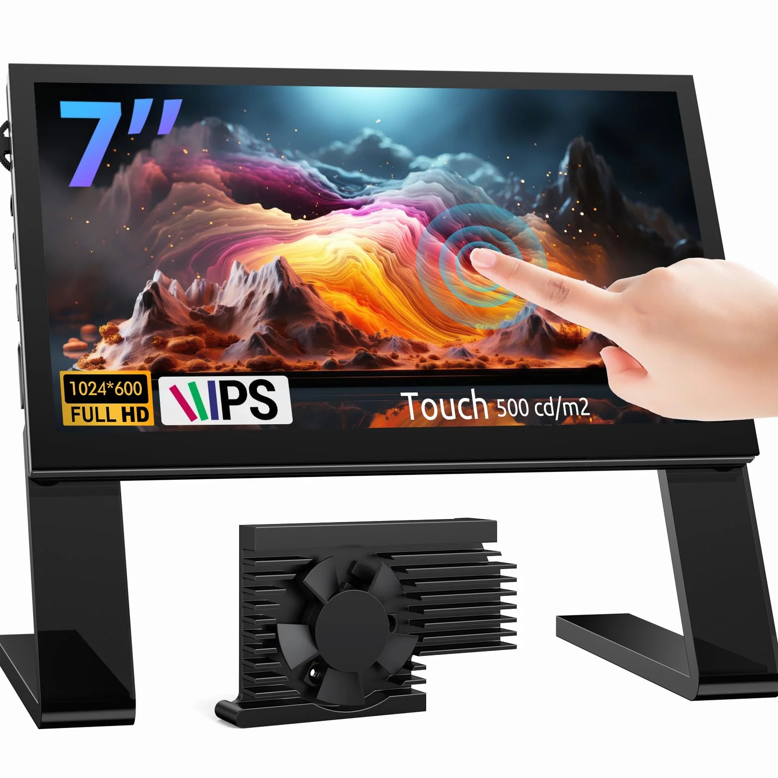 InnoMaker 7-calowy Wyświetlacz LCD IPS z Pojemnościowym Ekranem Dotykowym 1024x600 Monitor HDMI do Raspberry Pi 5/4B/3B+/3B/B+, Wbudowane Podwójne Głośniki, Obsługa DAC/DAC PRO/AMP/AMP PRO