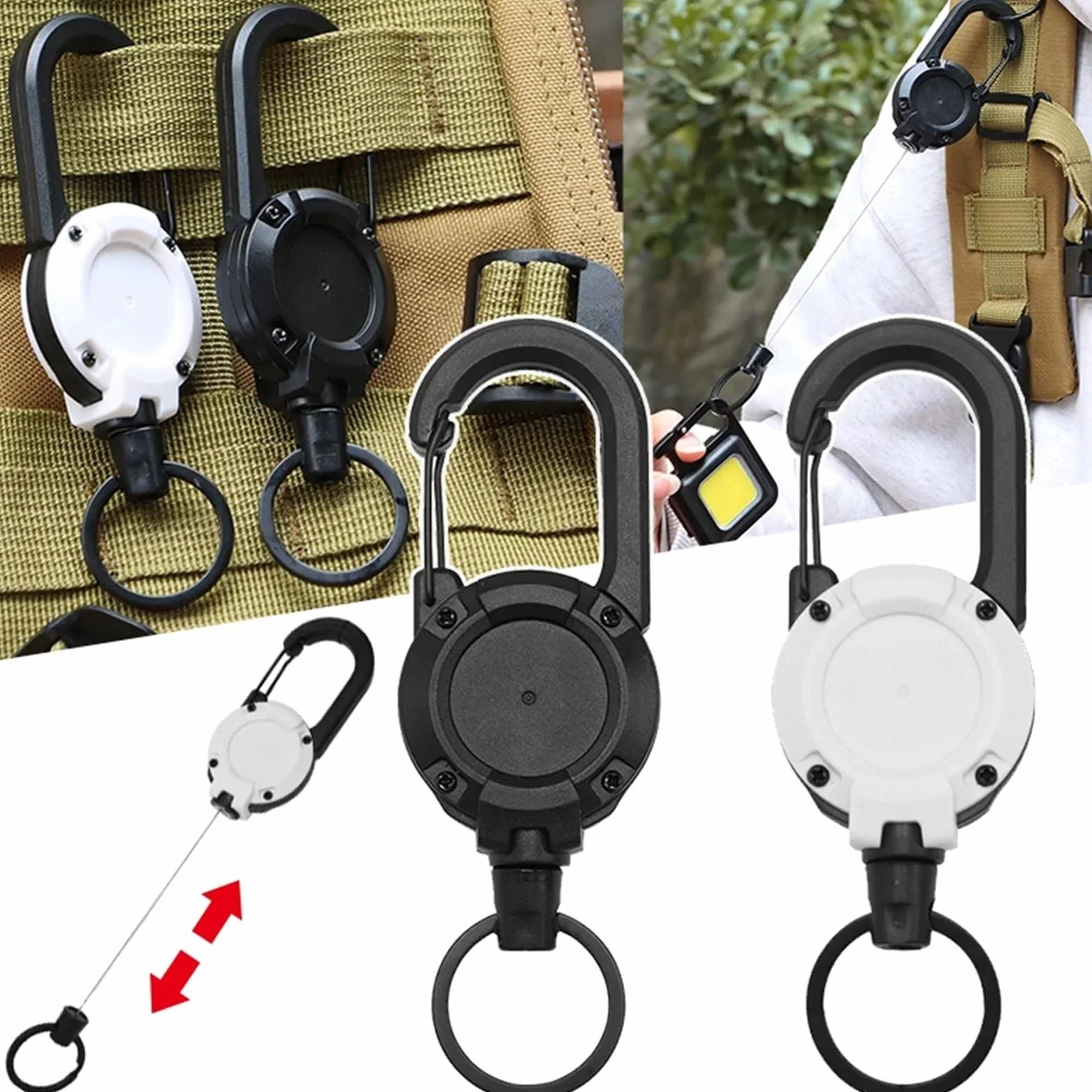 Lifting Sling Chain Wytrzymały, chowany karabinek z breloczkiem do kluczy, mocna stalowa klamra do liny, do użytku na zewnątrz Lifting Chain(A1)