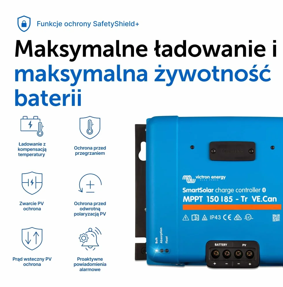 Victron Energy SmartSolar MPPT Tr VE.Can 150V 85 amp 12/24/36/48-Volt Kontroler Ładowania Słonecznego (Bluetooth)