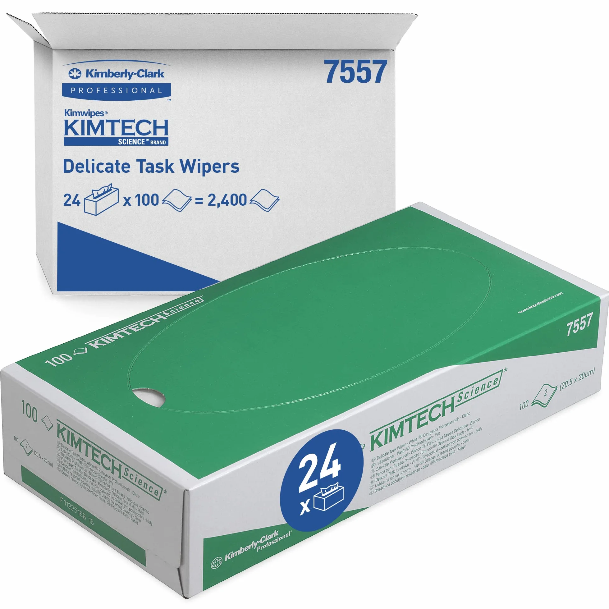 Ścierki Kimtech Science Precision 7557 — 24 kartony x 100 arkuszy, 2-warstwowe, białe