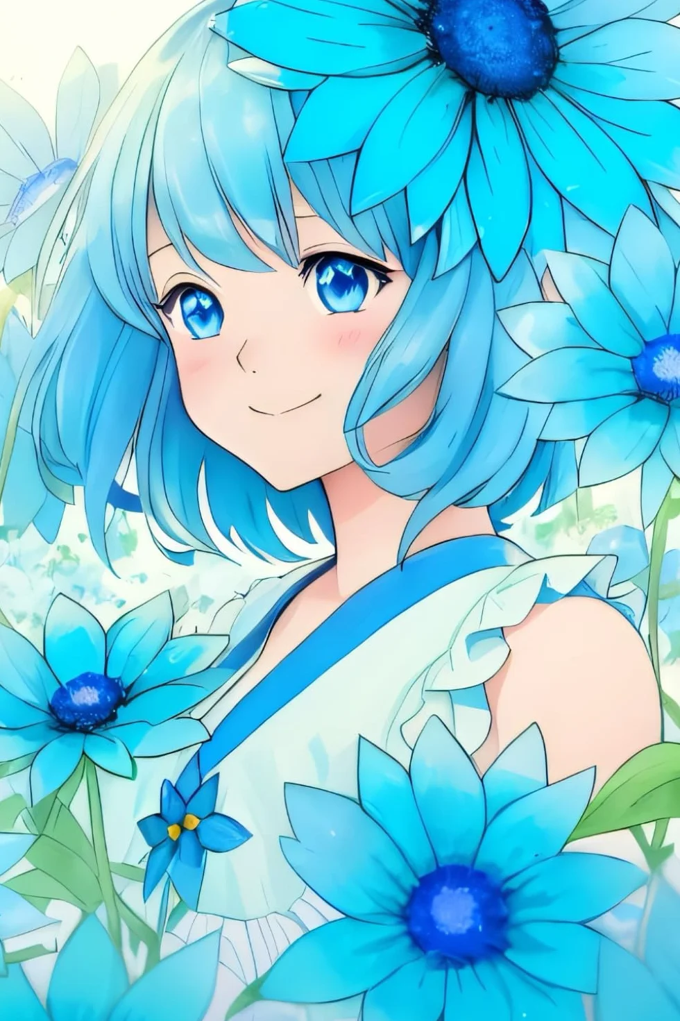 A Girl With Blue Flowers:: Anime Theme Lined Notebook with A Beautiful Illustations on Both Covers Reffering The Japanese Culture