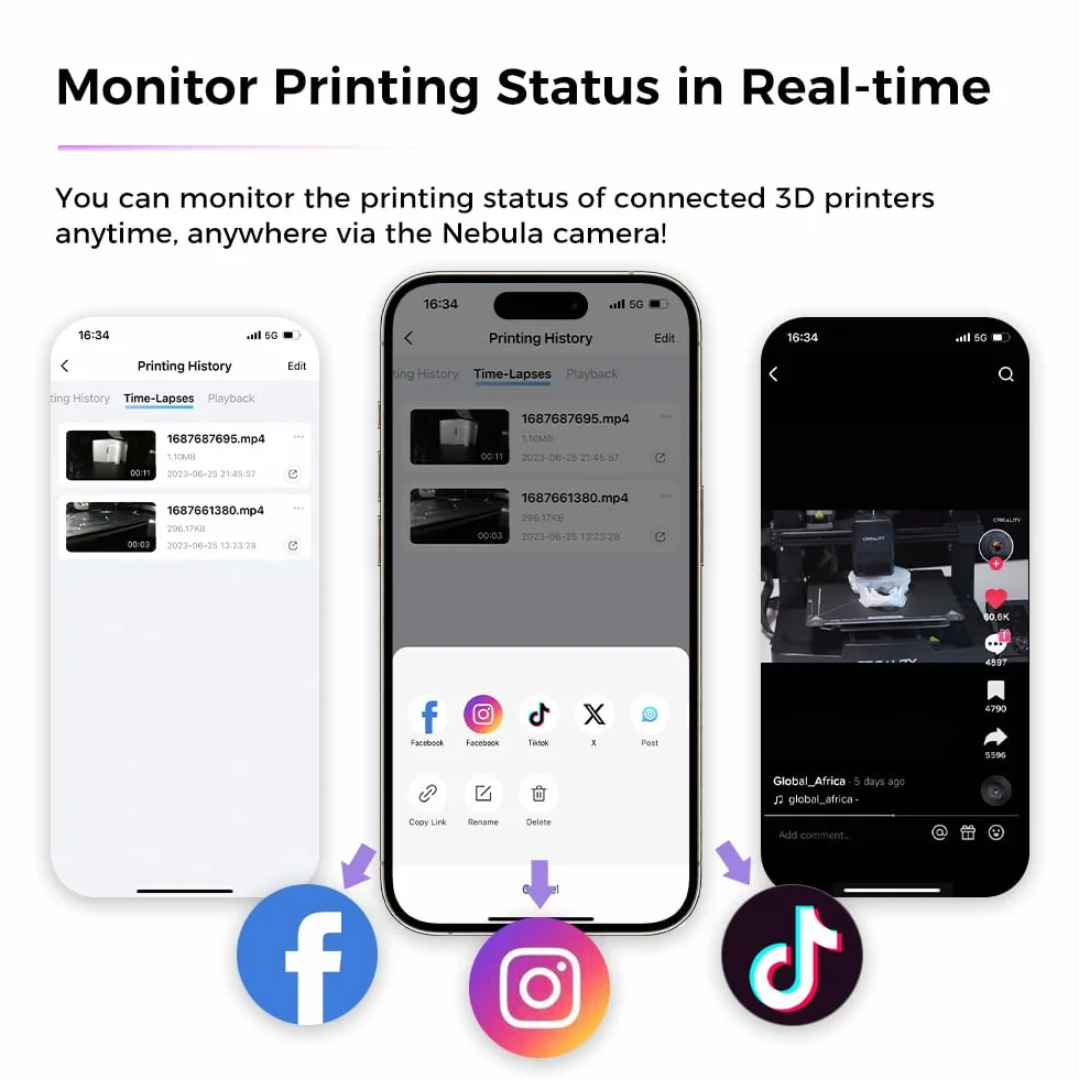Creality Oficjalna kamera Nebula, 24-godzinny monitoring, automatyczne tworzenie filmów poklatkowych, kompatybilny z Sonic Pad/Nebula Pad/Ender 3 V3 KE/CR 10