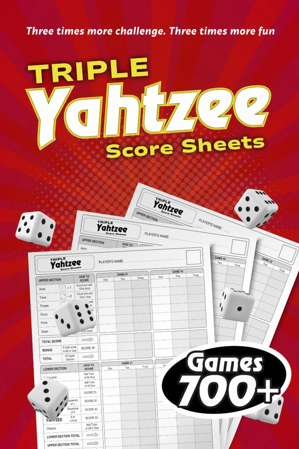 Triple Yahtzee Score Sheets: Score Games for Scorekeeping, Yahtzee Score Pads, 6 X 9 Yahtzee Score Book