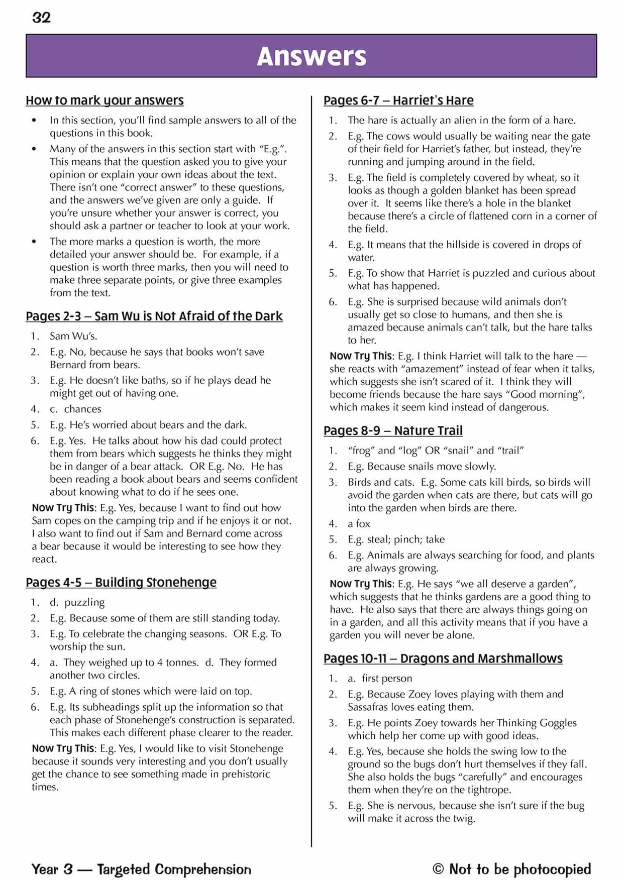 KS2 English Year 3 Reading Comprehension Targeted Question Book - Book 1 (with Answers)