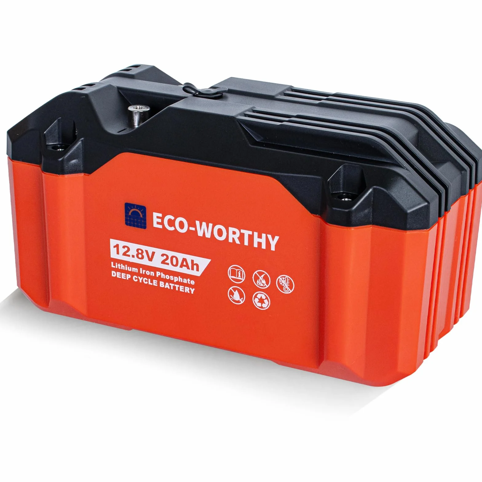ECO-WORTHY 256 Wh LiFePO4 12 V 20 Ah, akumulator litowo-żelazowo-fosforanowy 12 V z ochroną BMS i do 15000 cykli głębokiego rozładowania do kempingu, silnika do trolingu, łodzi