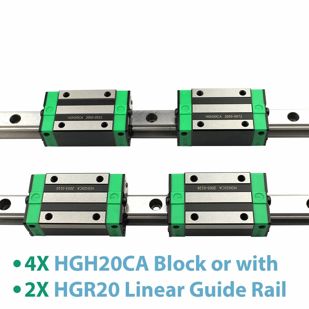 BSEID Zestaw prowadnic liniowych 2 szt. HGR20 100mm-1500mm liniowe szyny ślizgowe, 4 szt. HGH20CA/HGW20CC bloki łożyskowe przewóz do grawerowania routera CNC (Size : HGH20CA, Color : 300mm)