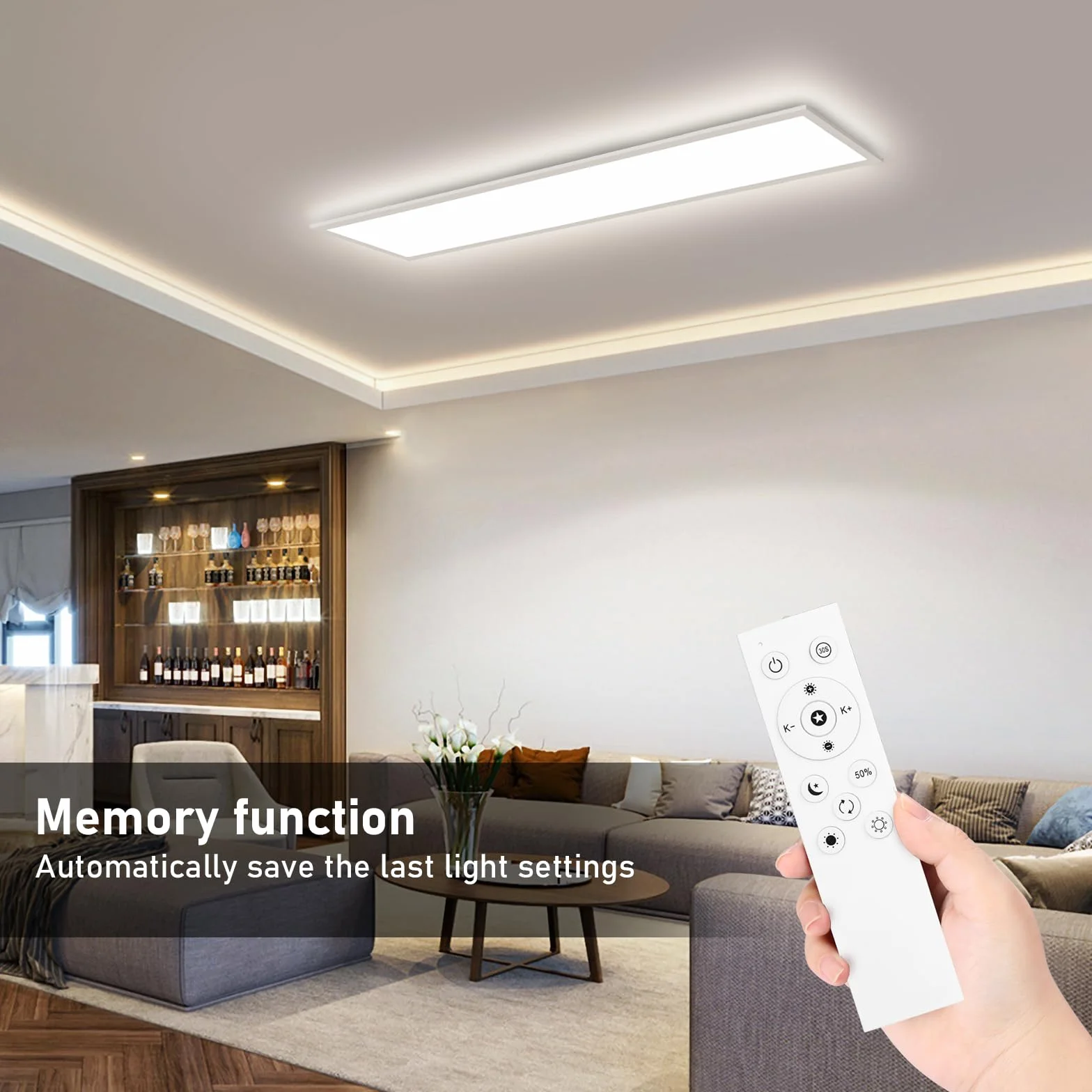 Oraymin Lampa sufitowa LED, panel 100 x 25 cm, 30 W, 3300 lm, CCT, prostokątna, lampa sufitowa LED, ściemniana, 3000-6500 K, lampa dzienna, lampa do salonu, sypialni, kuchni