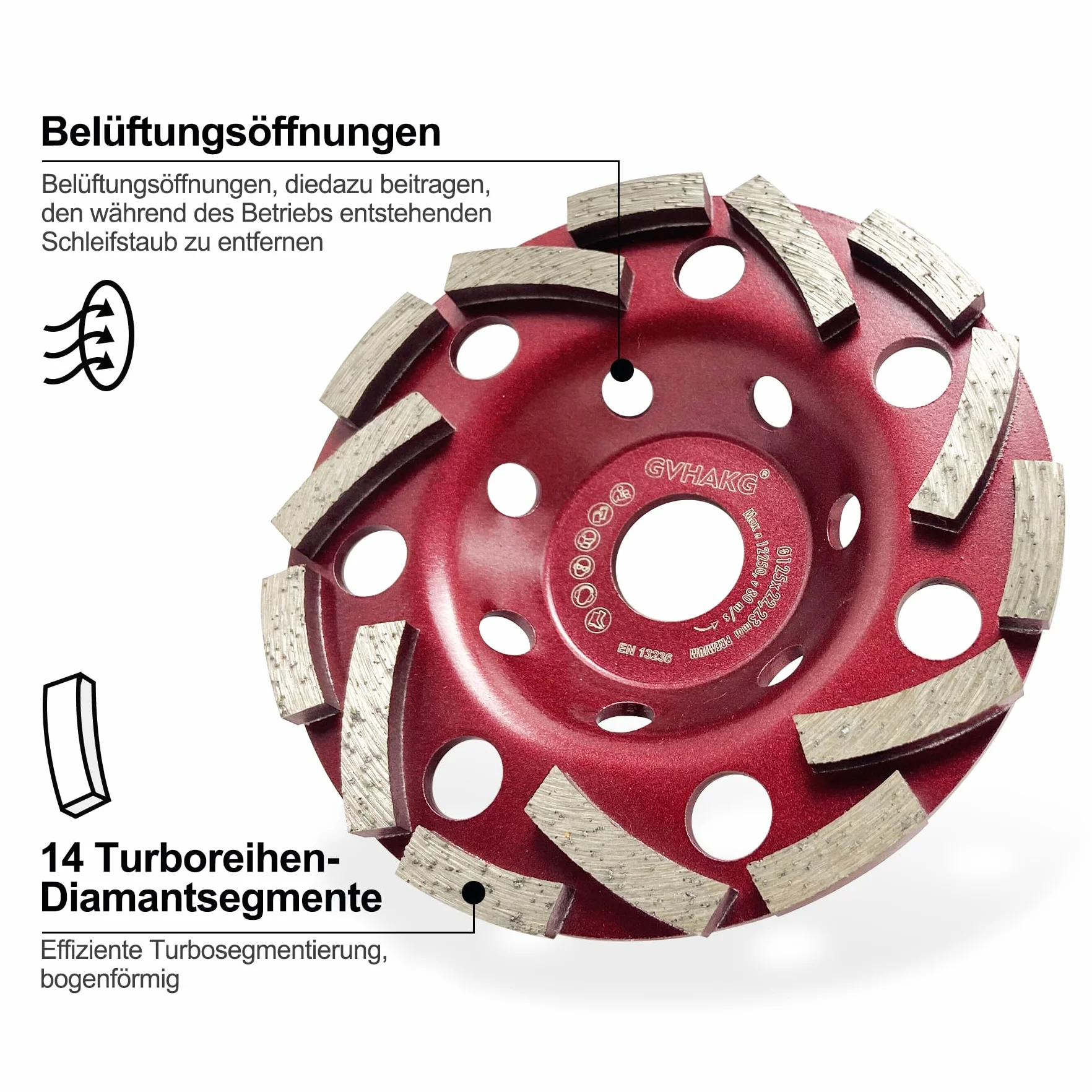 Tarcza szlifierska diamentowa 125mm×22,23mm, ściernica garnkowa do betonu, kamienia, kamienia naturalnego, kleju do płytek, granitu, muru – Extra Speed diamentowa tarcza szlifierska