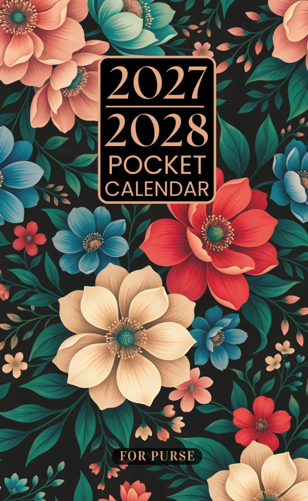 Pocket Calendar 2027-2028 for Purse: Small 2-Year Monthly Planner from January 2027 to December 2028 with Holidays | Floral Cover