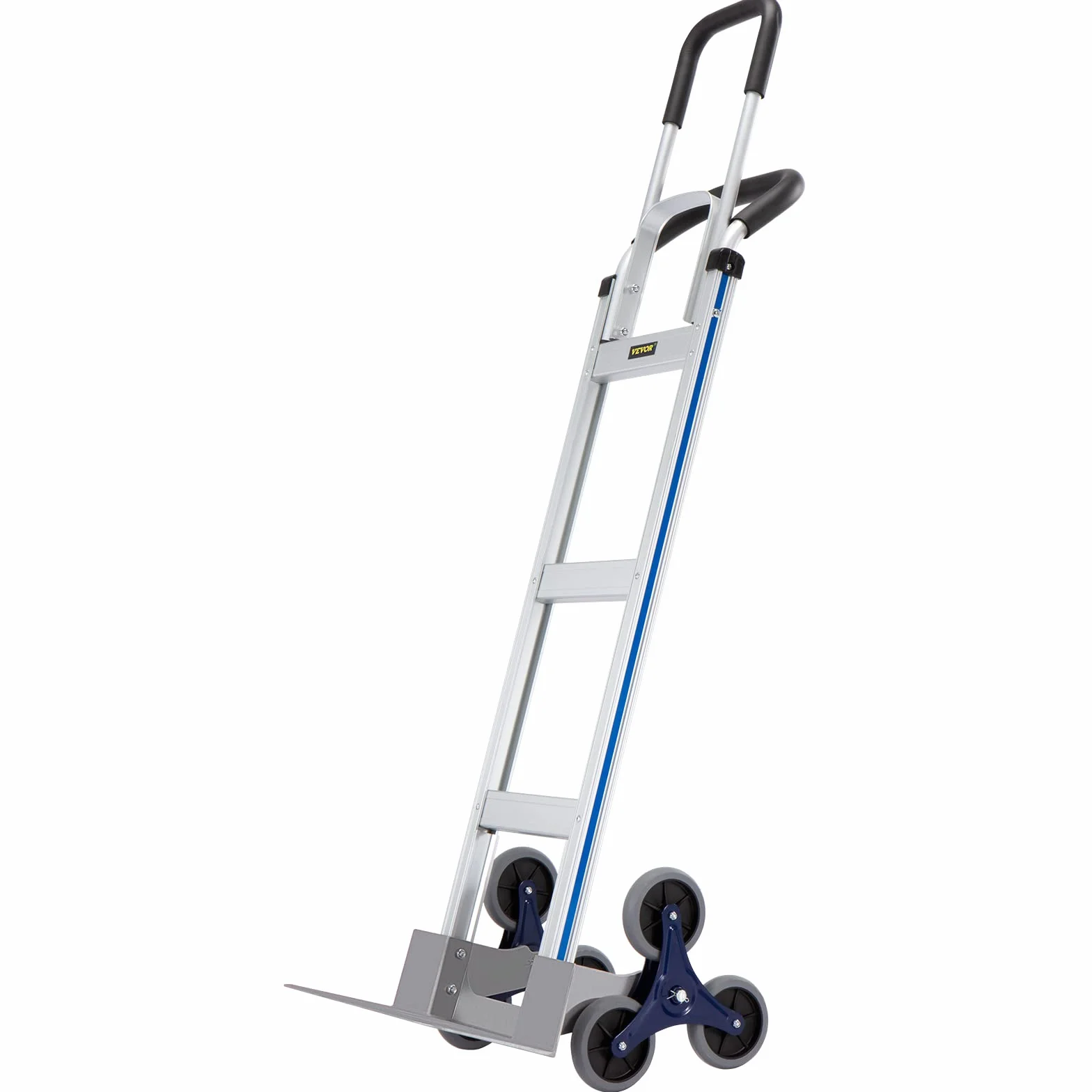VEVOR Wózek wspinaczkowy po schodach, nośność 250 kg, aluminiowa wózek ręczny z podwójnymi uchwytami, zintegrowaną ramą i antypoślizgowymi gumowymi kołami, wielofunkcyjny wspinacz schodowy do magazynu