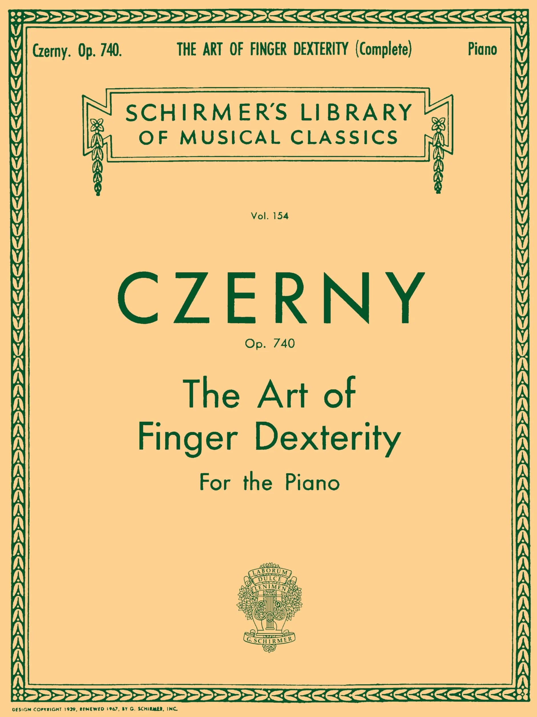 Carl czerny: the art of finger dexterity op.740 (complete) piano: Schirmer Library of Classics Volume 154 Piano Technique
