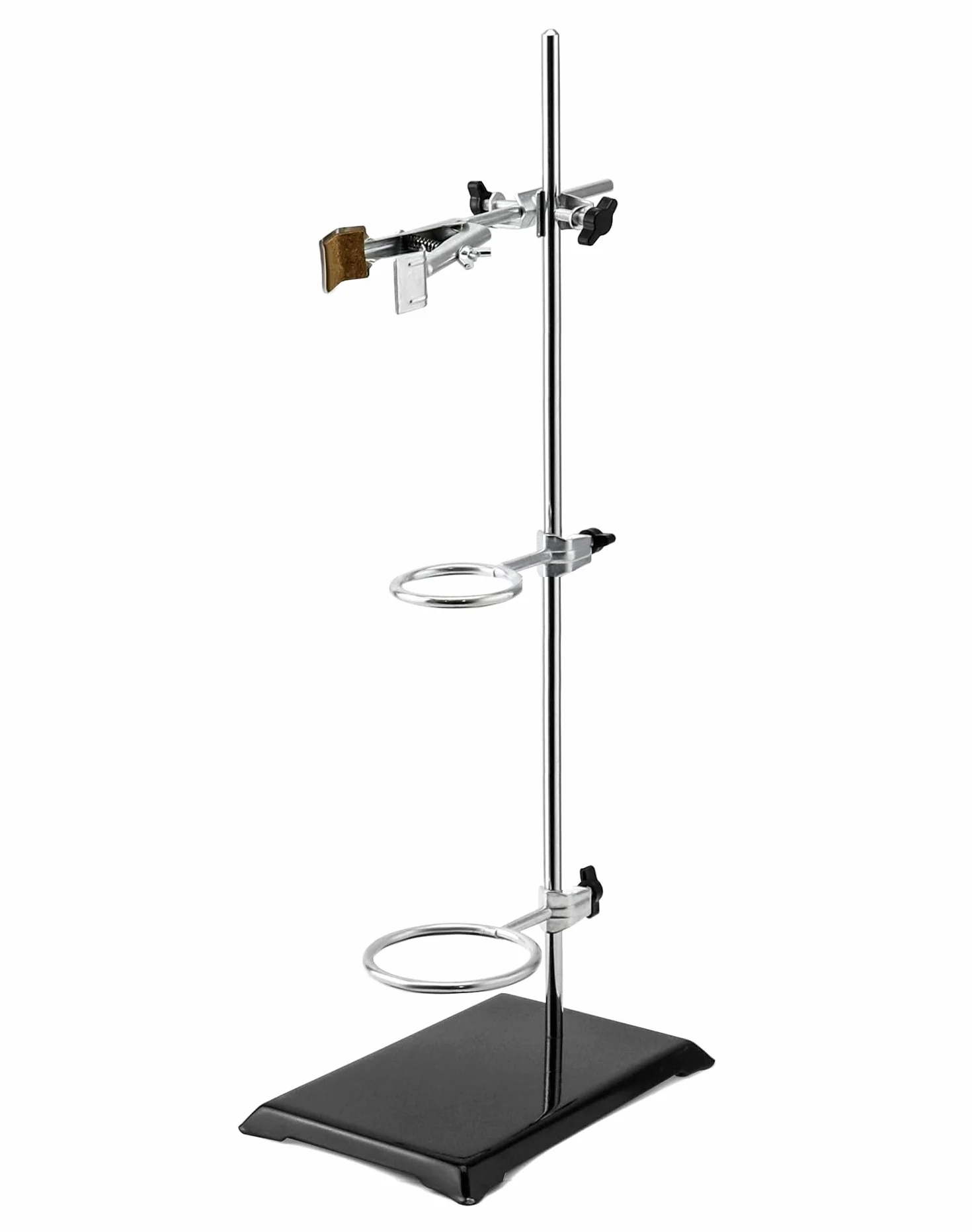 QWORK® Stojak laboratoryjny 13 x 21 cm, długość pręta 50 cm, zaciski i mufy (średnica 5 cm/7,3 cm), do eksperymentów naukowych