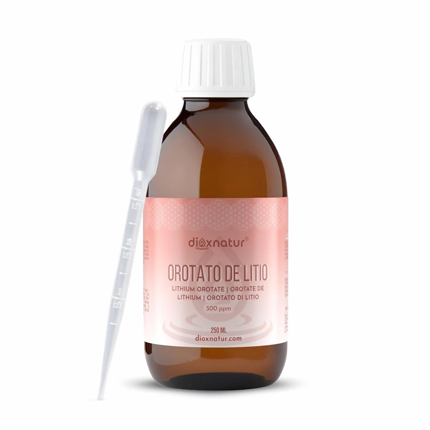 Orotan litu 250 ml 0,5 mg litu na ml 500 ppm 99% czystości ciekły lit w kroplach z pipetą