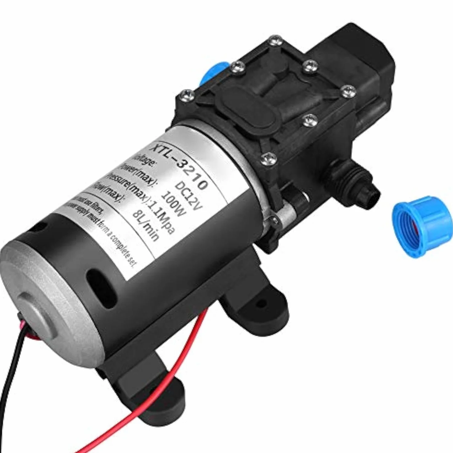 12V pompa wodna, 12V DC 100W 8L/Min 160Psi wysokociśnieniowa membranowa samozasysająca pompa wodna do myjki samochodowej Solar Energy Water Remote Control Sprzęt wodny