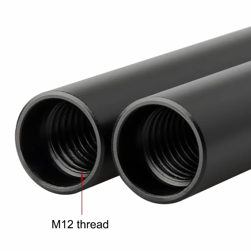 NICEYRIG Standardowe aluminiowe pręty 15 mm długości 15 cm gwint M12 do podparcia ramienia aparatu