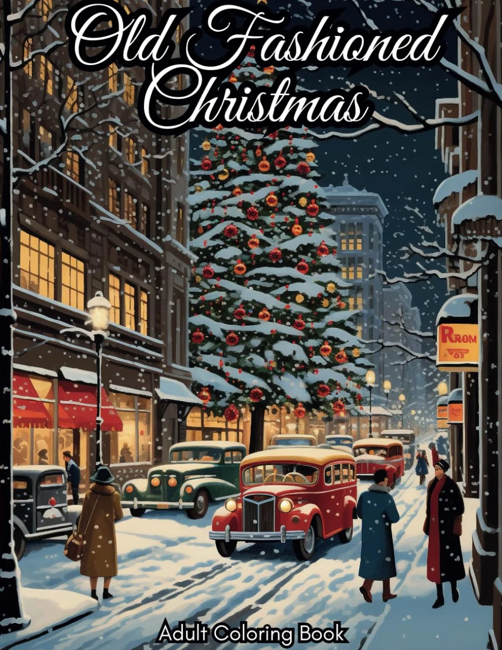 Old Fashioned Christmas Coloring Book for Adults: 50 Vintage Grayscale Coloring Pages with Mindful Holiday Designs for Men & Women I Stress and Anxiety Relief