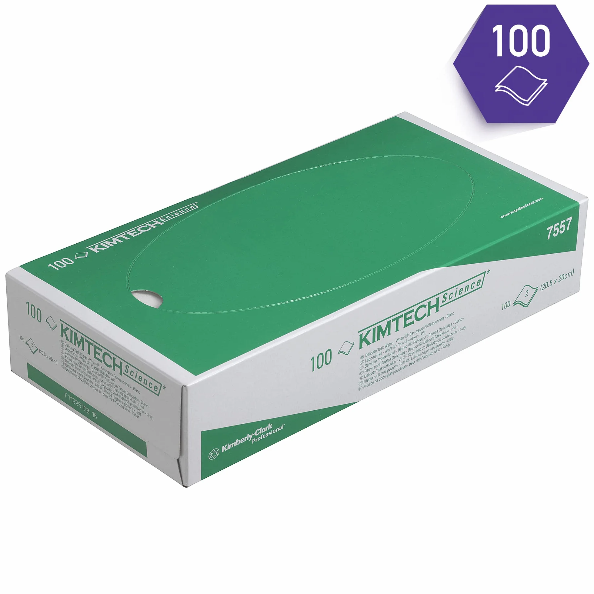 Ścierki Kimtech Science Precision 7557 — 24 kartony x 100 arkuszy, 2-warstwowe, białe