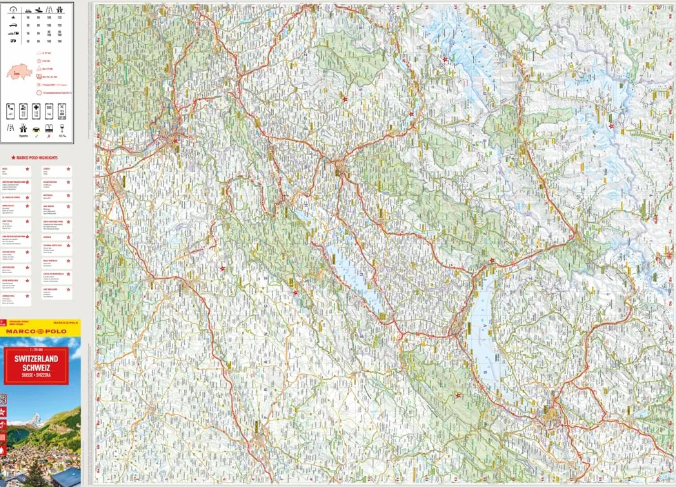 MARCO POLO Reisekarte Schweiz 1:275.000: Straßenkarte und Autokarte mit sehenswerten Strecken, Highlights und digitaler Erweiterung