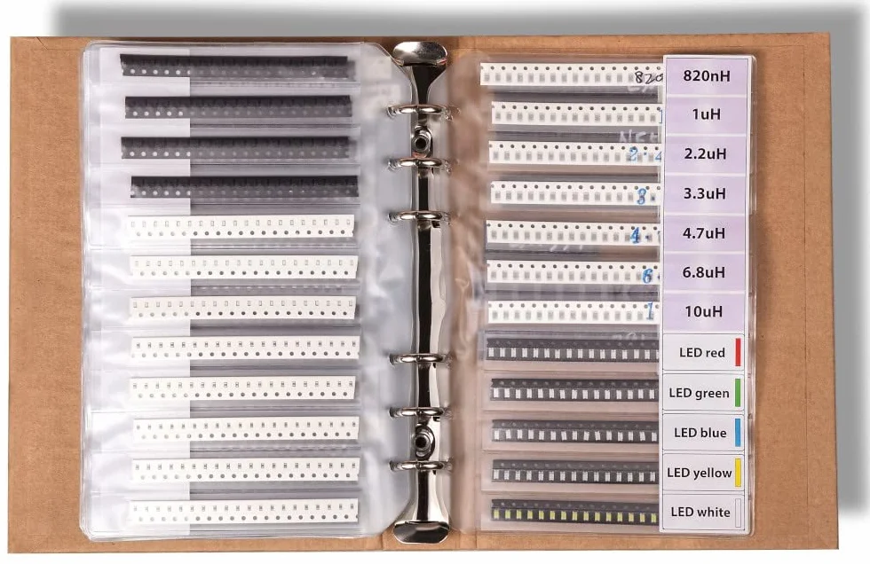 SMD SMT 1206 części elektronicznych asortyment książek, rezystor, kondensator, dioda, tranzystor, IC, opamp, lutowanie, 5435 sztuk