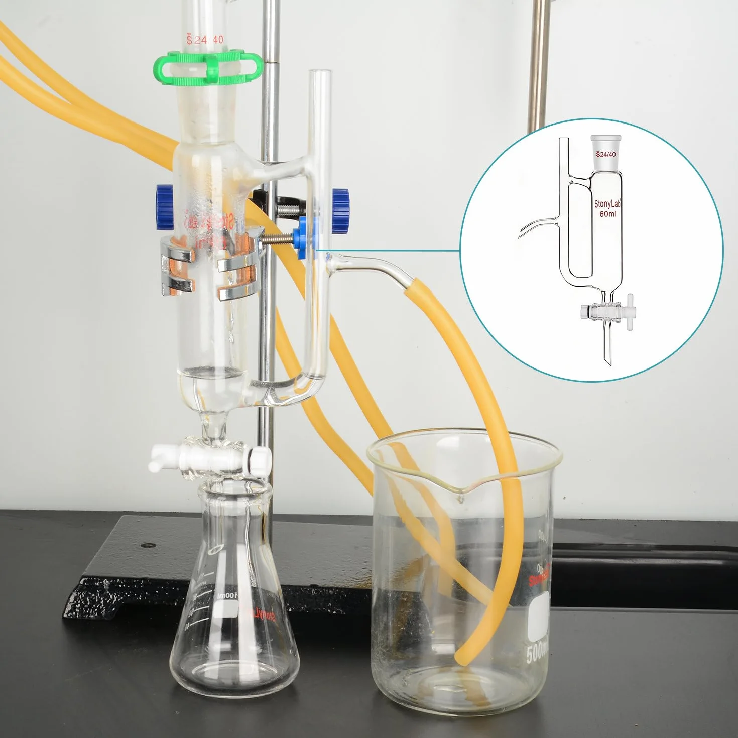 StonyLab Glas Öl Wasser Empfänger Separator 24/40 250 ml Destillation Kit