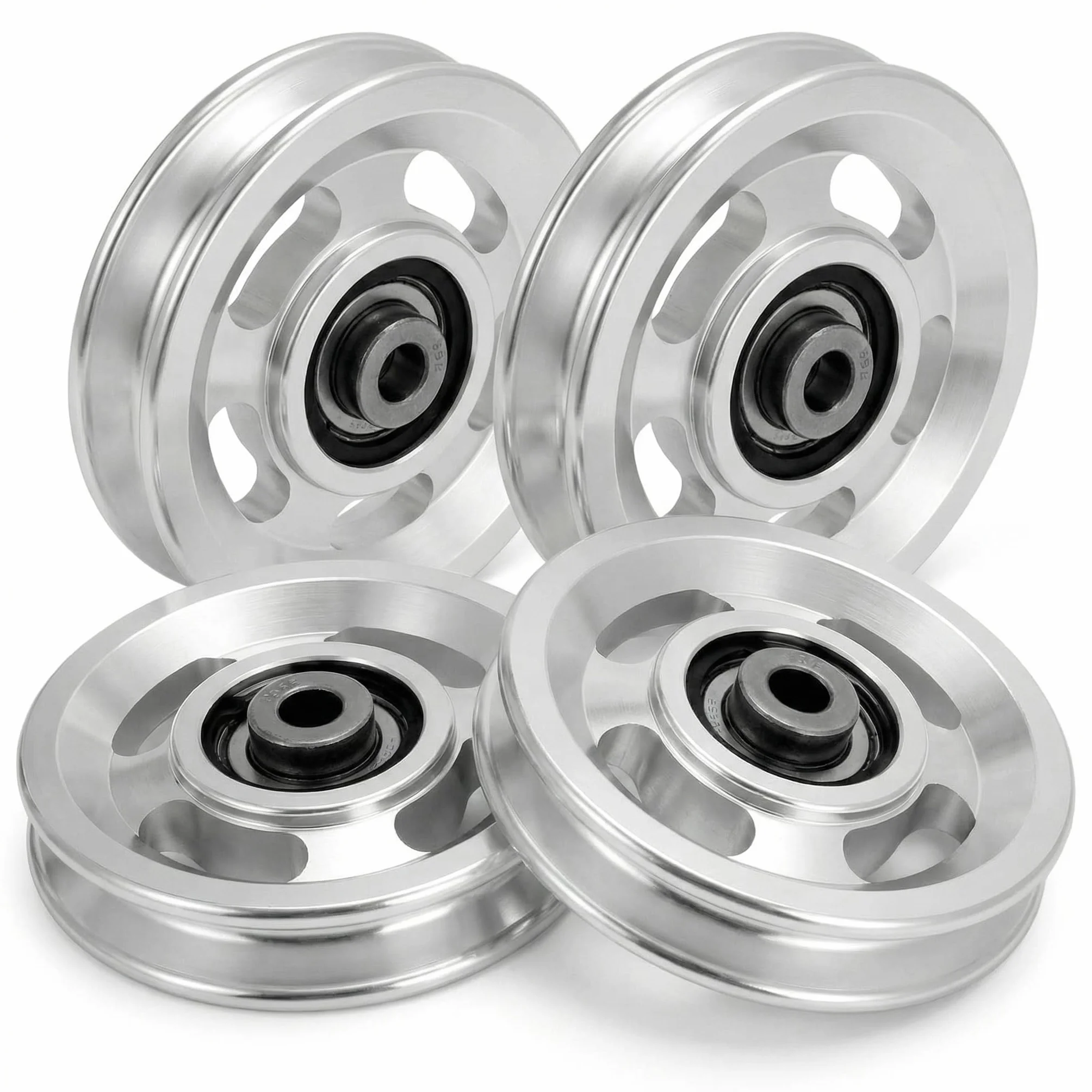 QWORK® Koło pasowe 95 mm, koła pasowe, stop aluminium, niedźwiedź 300 kg, do sprzętu sportowego, systemy kół pasowych do bram garażowych, 4szt