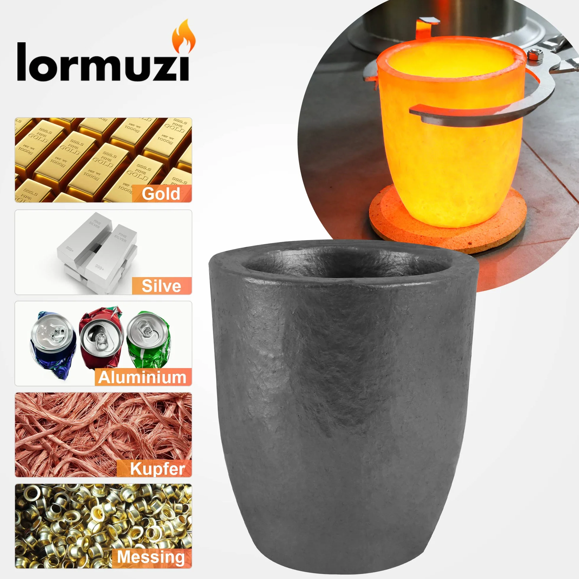 Tygiel grafitowy z węglika krzemu 6 kg-640 ml, do topienia metalu, wytrzymuje wysokie temperatury 1800 (3272°F), topienie, odlewanie, rafinowanie aluminium, złota, srebra, miedzi