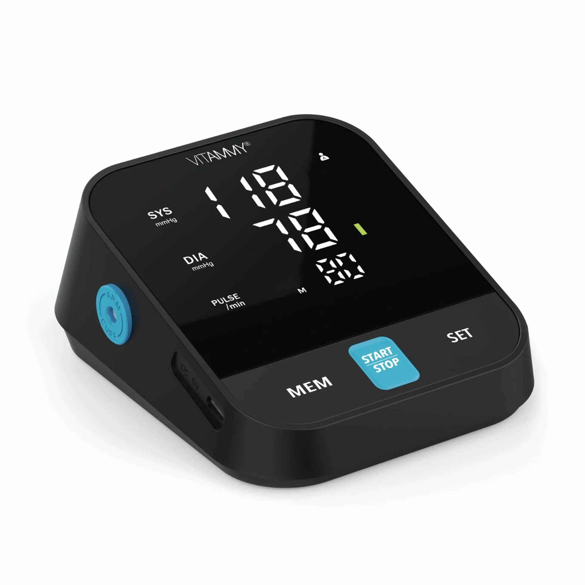 VITAMMY Next e5 Ciśnieniomierz naramienny, czarny, z komunikatami głosowymi po polsku, mankiet 22-40 cm, zasilanie USB-C/baterie AA, z etui, wyświetlacz LCD