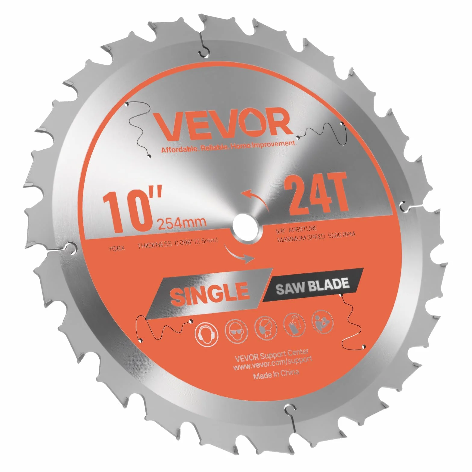 VEVOR Tarcza tarczowa do piły ukośnej Ø 254 mm, ostrze tnące do piły ukośnej, 24 zęby, grubość 2,5 mm, do obróbki drewna, cięcia sklejki, twardego drewna