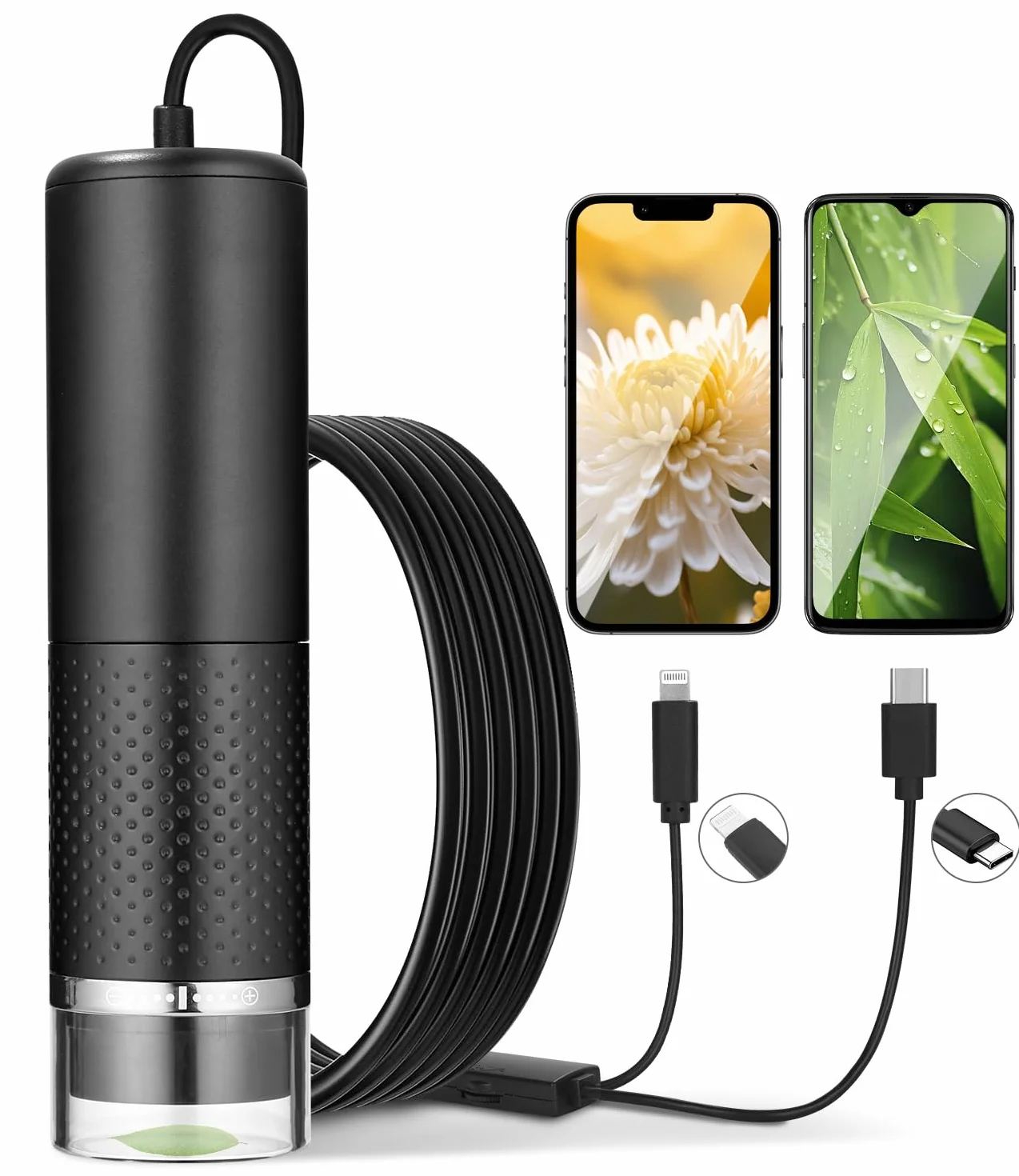 Mikroskop USB, 1080p HD, kompatybilny z iOS, Android, tabletem, przenośny mikroskop kieszonkowy od 10 do 200x, 3-stopniowa regulacja LED, mikroskop cyfrowy, przenośny mikroskop dla dorosłych i dzieci