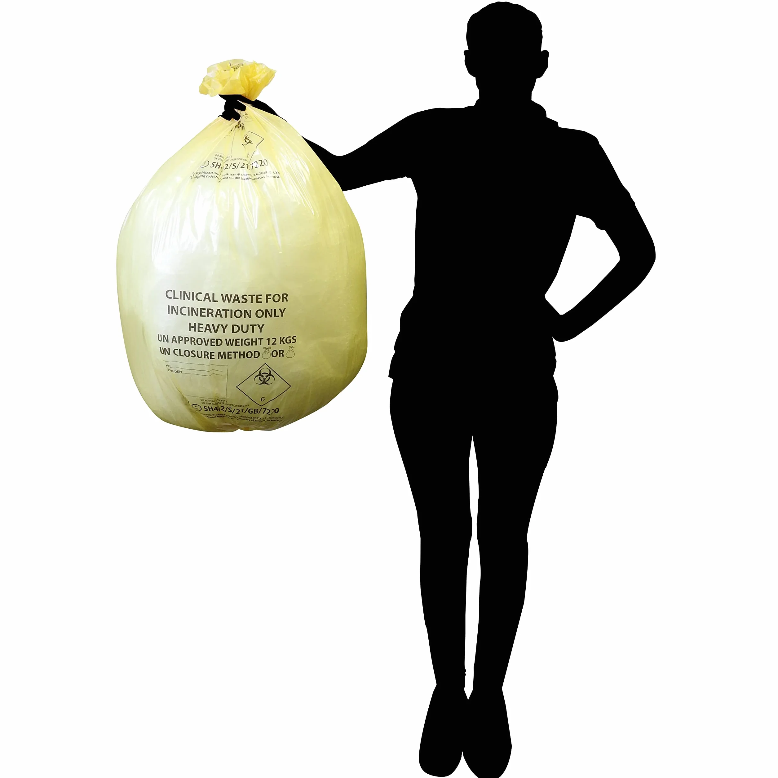 RE-GEN Biohazard worki na odpady kliniczne (2 rolki, 100 pojedynczych toreb), rozmiar 71 x 98 cm, 90 litrów, nośność 12 kg, certyfikat ONZ