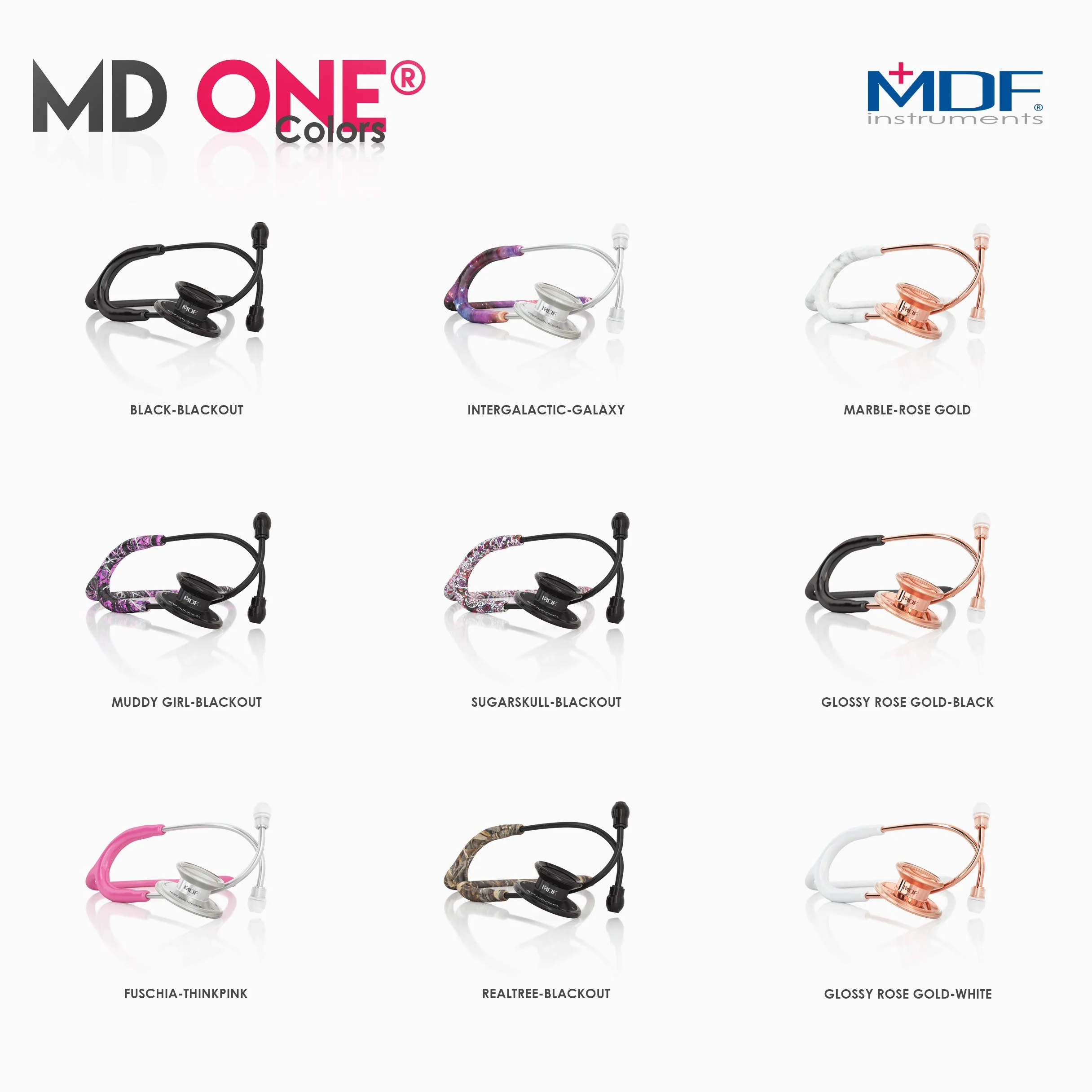 MDF® MD One® Stetoskop z podwójną głowicą ze stali nierdzewnej, edycja w kolorze różowego złota i bieli (MDF777RG-29)