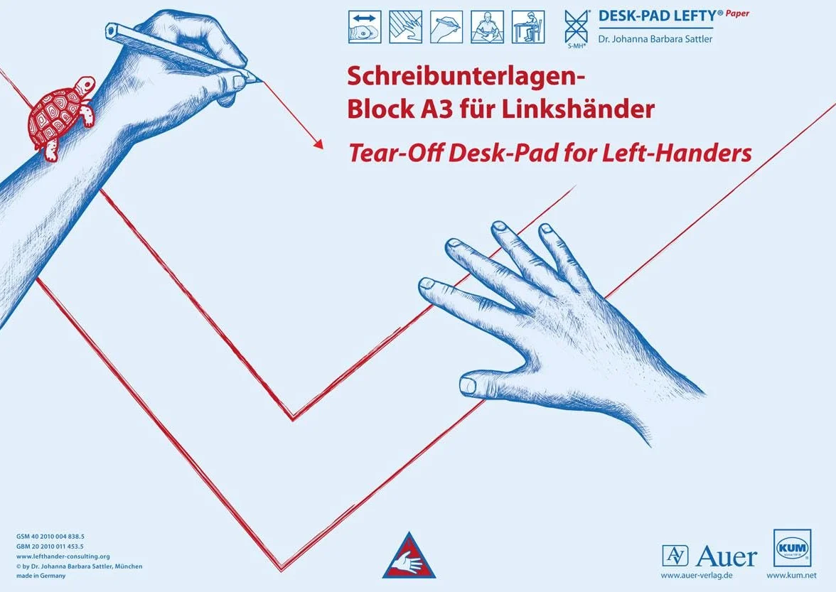 Schreibunterlagen-Block DESK-PAD LEFTY®, DIN A3, für Linkshänder: Alle Klassenstufen