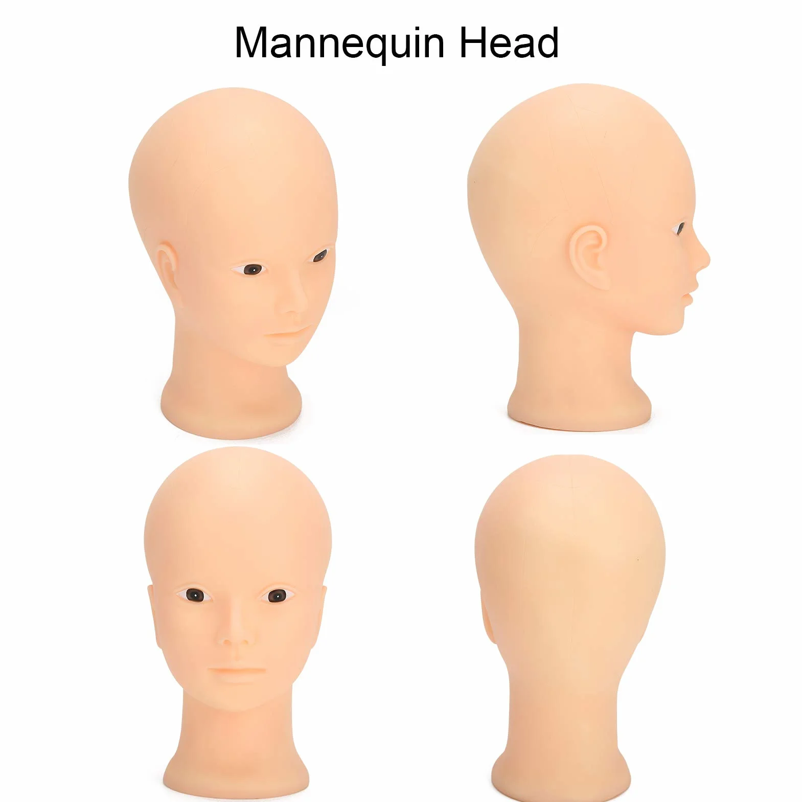 Cuifati Bald Manekin Head, 19.3 w 3D Make Up Practice Training Head, Kosmetologia Głowa Okulary, Włosy, Kapelusz, Hełm, Okulary (Brak stylu makijażu)