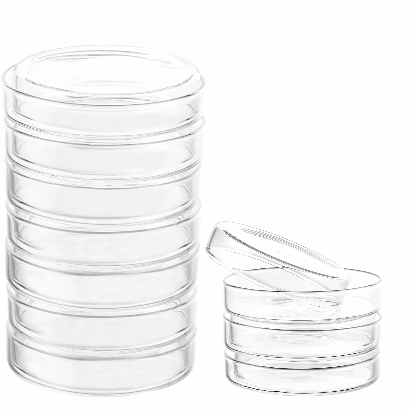 JMIATRY 10 sztuk szklanych szalek Petriego 90 x 20 mm, szklane miseczki Petriego z pokrywką, szkło borokrzemowe, sterylizowane miseczki Petriego do hodowli laboratoryjnej, 10 sztuk