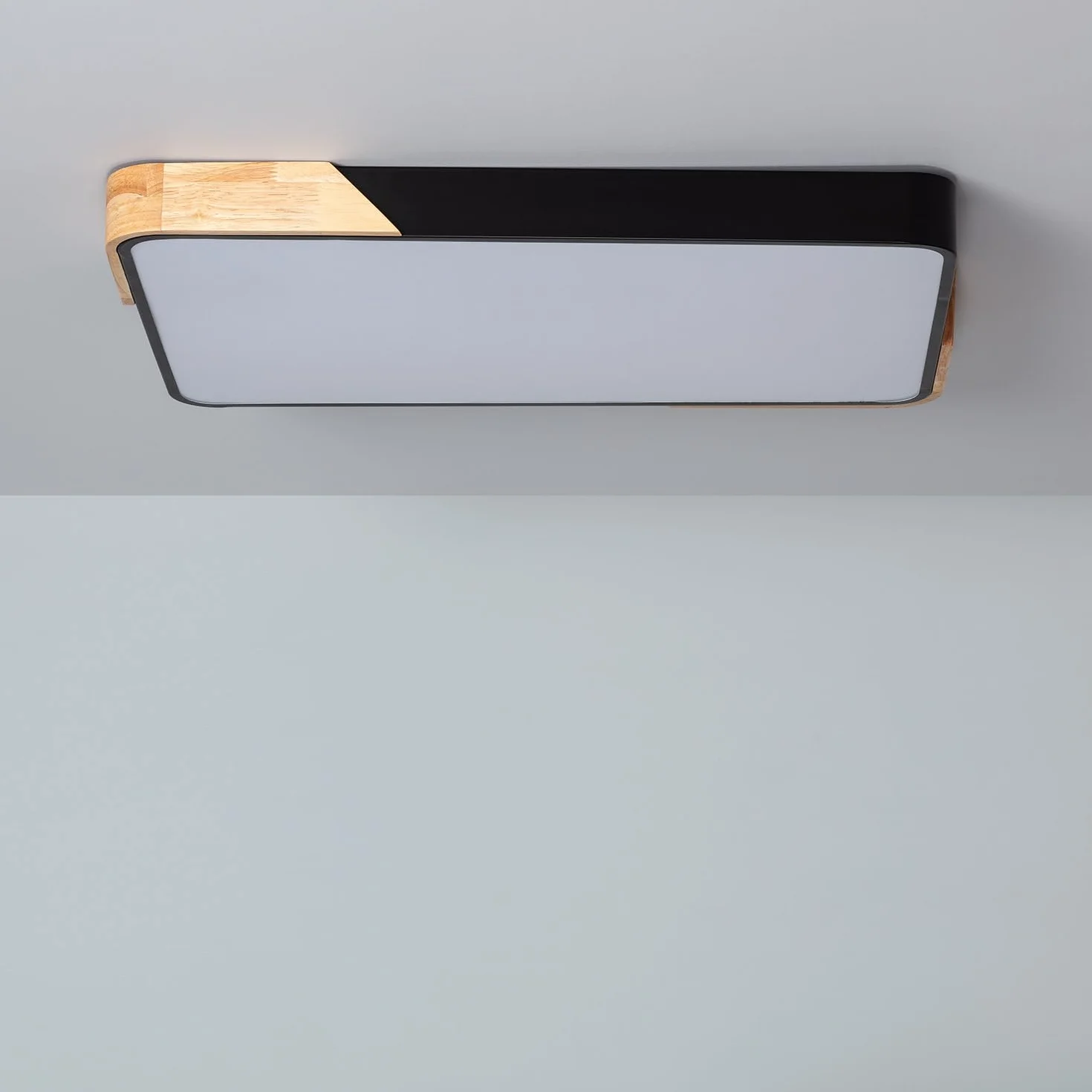 LEDKIA LIGHTING Plafon LED 30W Prostokątny z Drewna i Aluminium 625x425mm CCT Semi-Dari Czarny