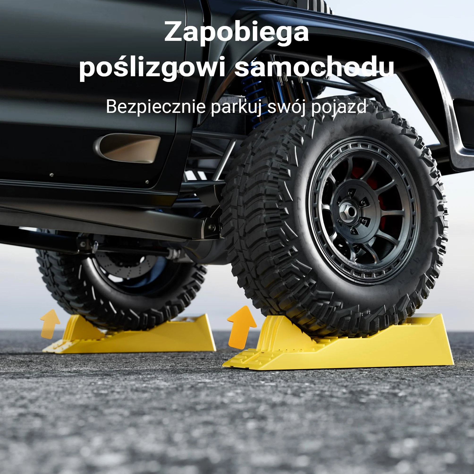 Wiltec Klin najazdowy samochodowy 2szt do 3 ton na parę, żółte podjazdy z tworzywa HDPE o 3 wysokościach 4/7/10 cm, platformy najazdowe z blokadami