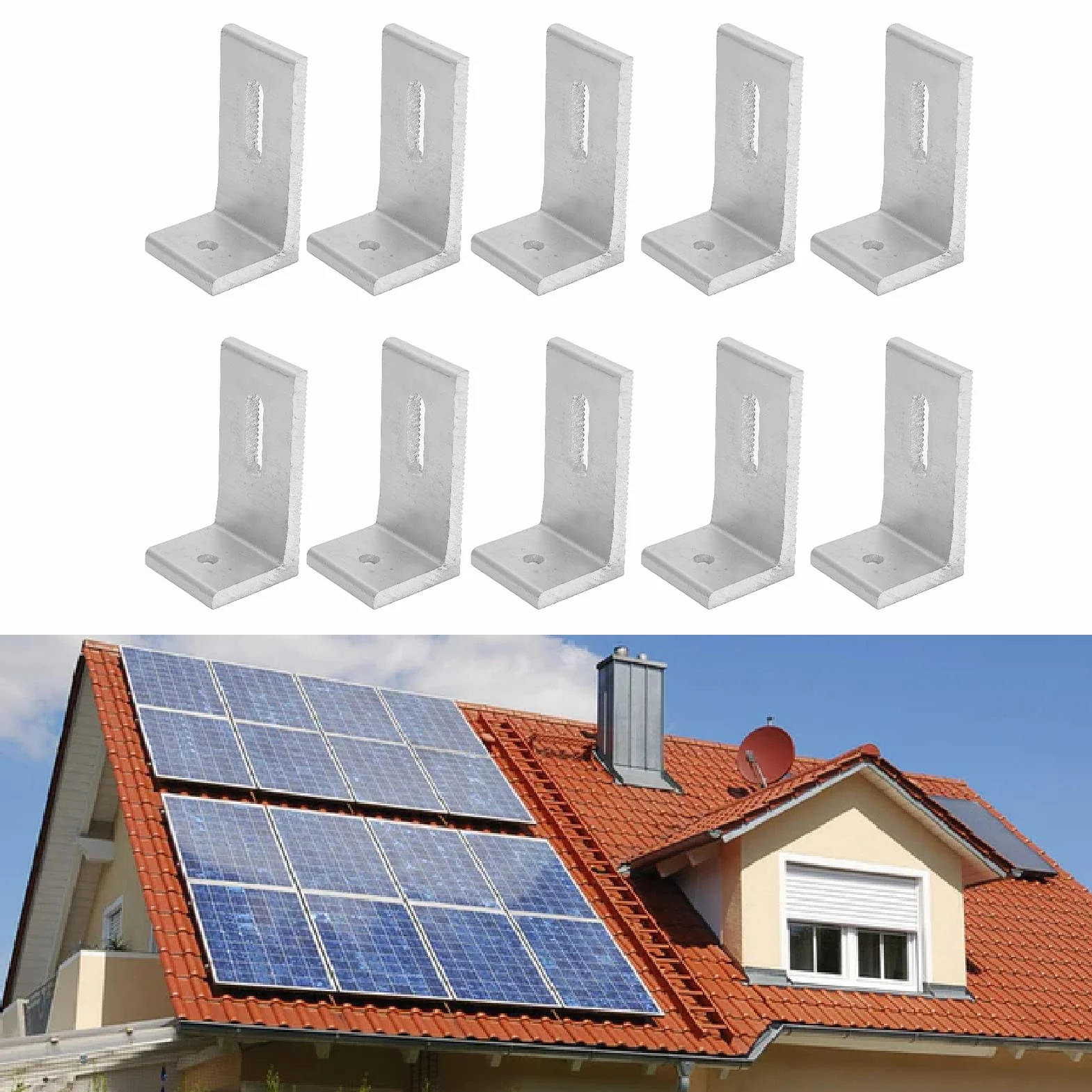 Mocowanie Słoneczne L Foot 10PCS do Montażu na Panelu Słonecznym, Wytrzymały Panel Fotowoltaiczny ze Stopu Aluminium, Wsporniki do Montażu Paneli Słonecznych L do Dachowego