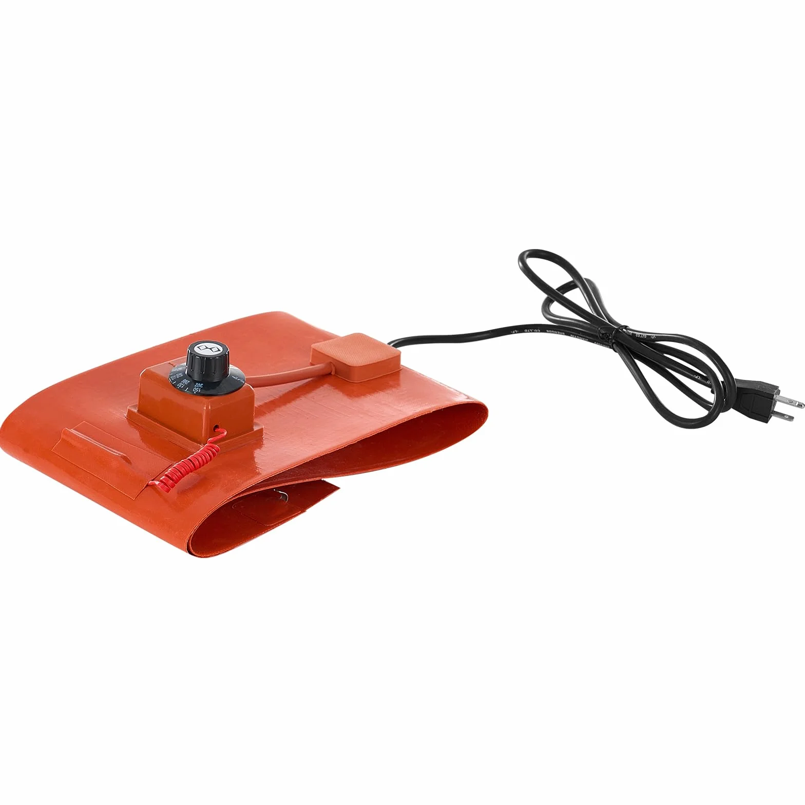 VEVOR Metalowy podgrzewacz beczki, 800 W, pas grzewczy 5 galonów, szerokość 200 mm, regulowany termostat 30 ° C - 150 °C, pasek grzewczy do beczek silikonowych, pomarańczowy