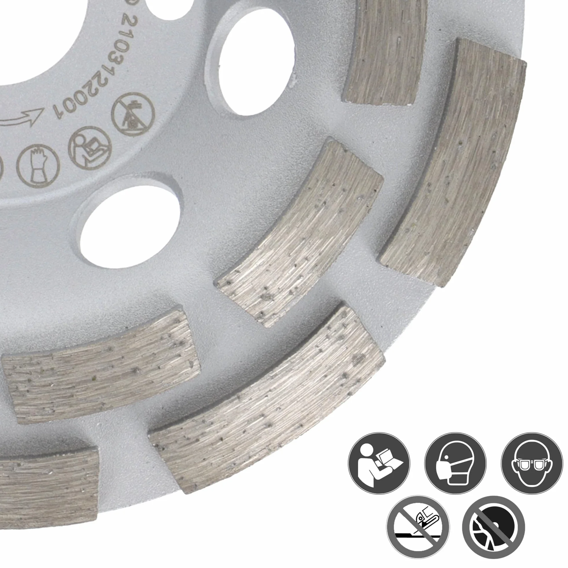 PRODIAMANT Premium PDX829.025 diamentowa ściernica garnkowa, beton/uniwersalny, 125 mm x 22,2 mm, podwójny rząd, srebrna diamentowa głowica szlifierska