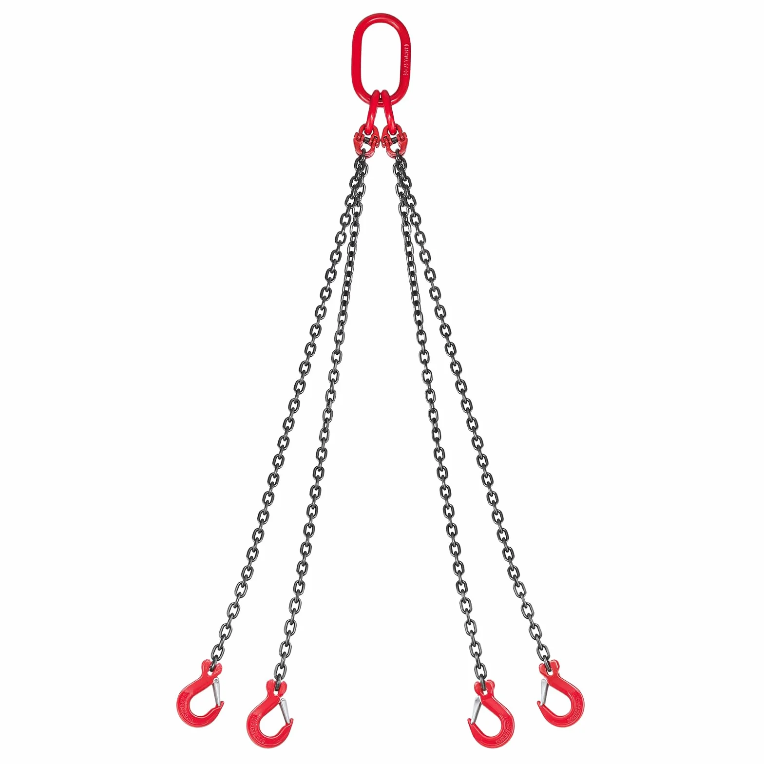 VEVOR Zawiesia łańcuchowa, łańcuchy do podnoszenia 6,3 mm x 1,5 m, z 4 hakami do chwytania, wytrzymała zawiesia ze stali stopowej G80, nośność 2993 kg, regulowane podnośniki łańcuchowe do holowania