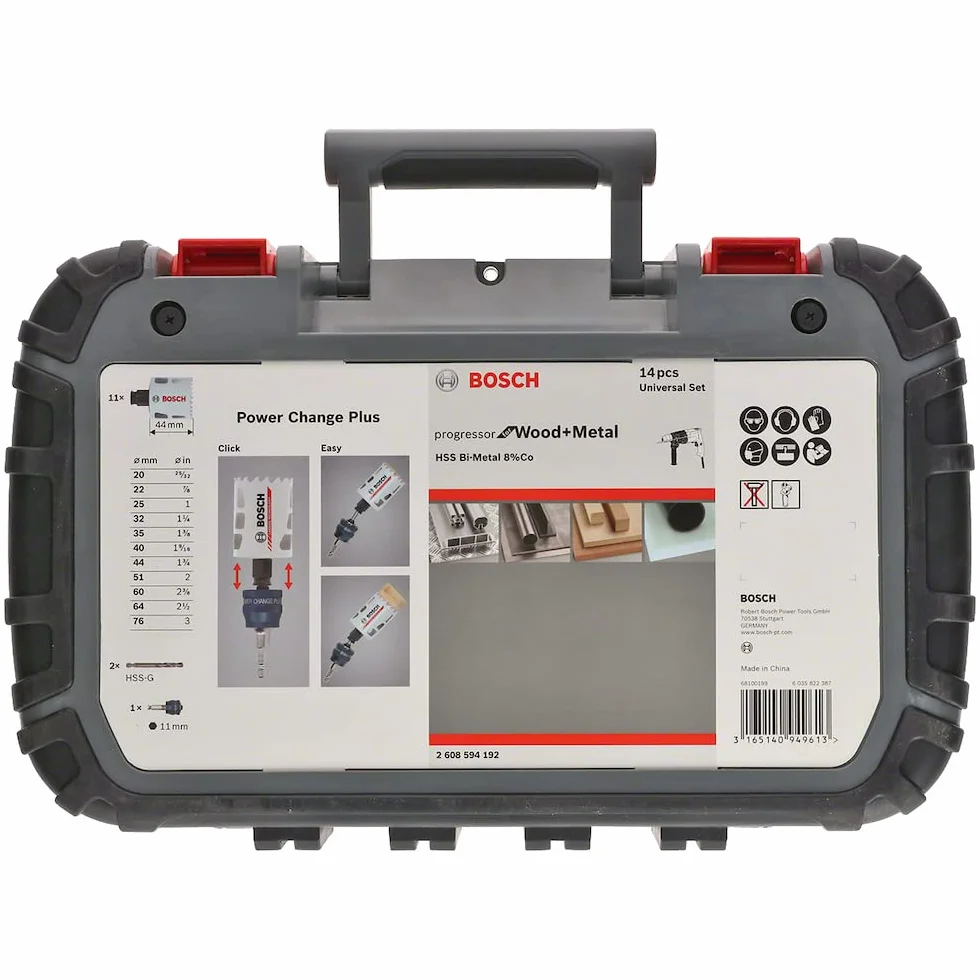 Bosch Professional 14-częściowy Zestaw Otwornic Progressor for Wood & Metal Universal Set (Ø 20-76 mm, Akcesoriów Wiertarek)