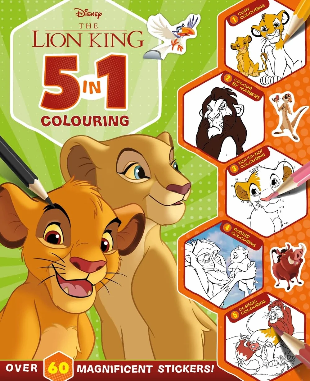 Disney The Lion King: 5 in 1 Colouring: An awesome colouring and sticker adventure