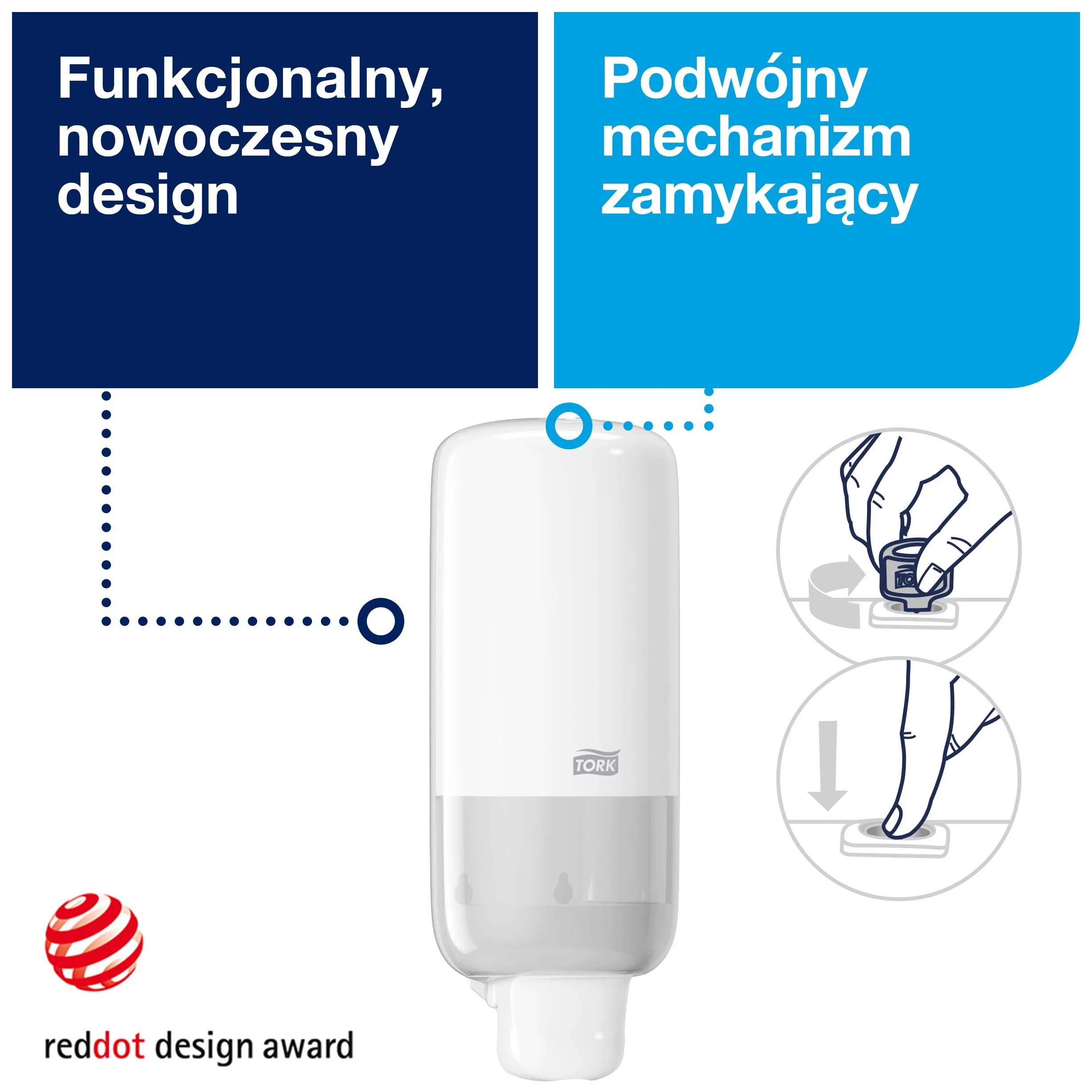 Tork dozownik do mydła i preparatów do dezynfekcji, biały, S4, certyfikat Easy-to-use, linia Elevation, 561500