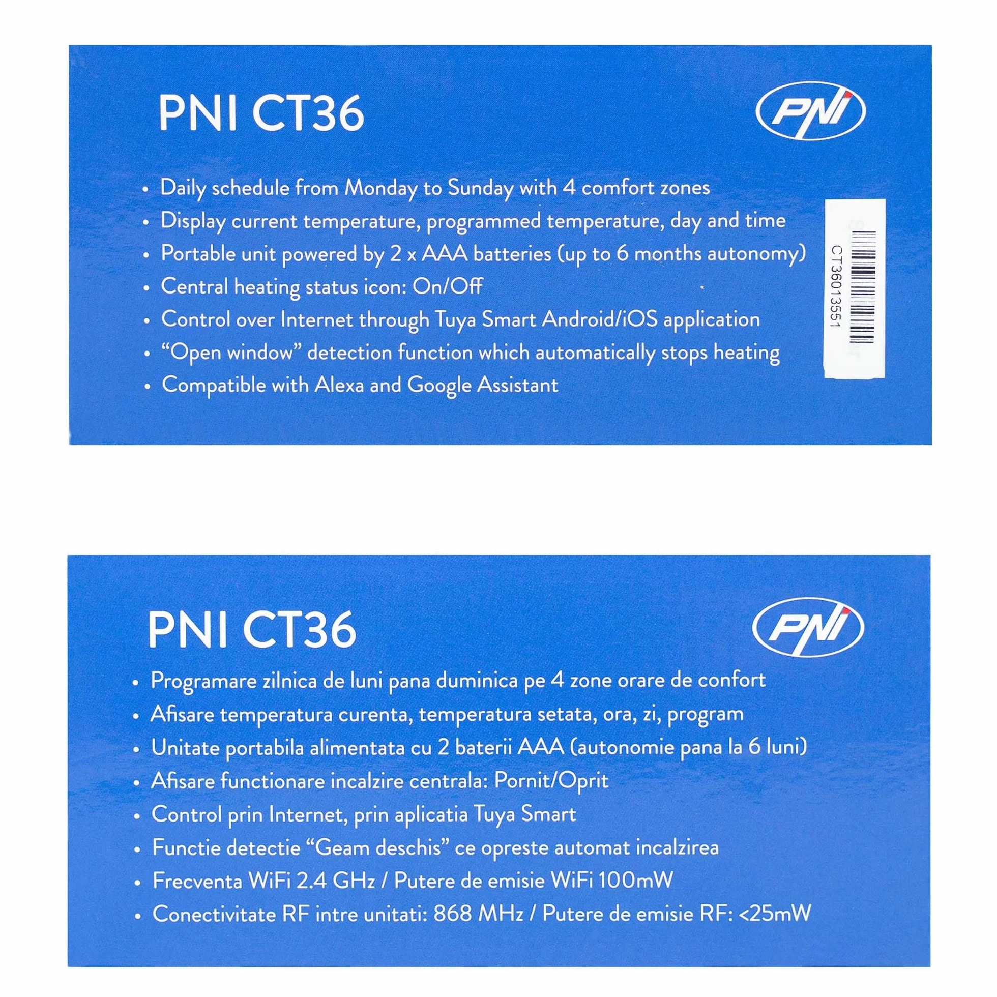 Inteligentny termostat PNI CT36 bezprzewodowy, z WiFi, sterowanie internetem, do instalacji cieplnych, aplikacja TuyaSmart