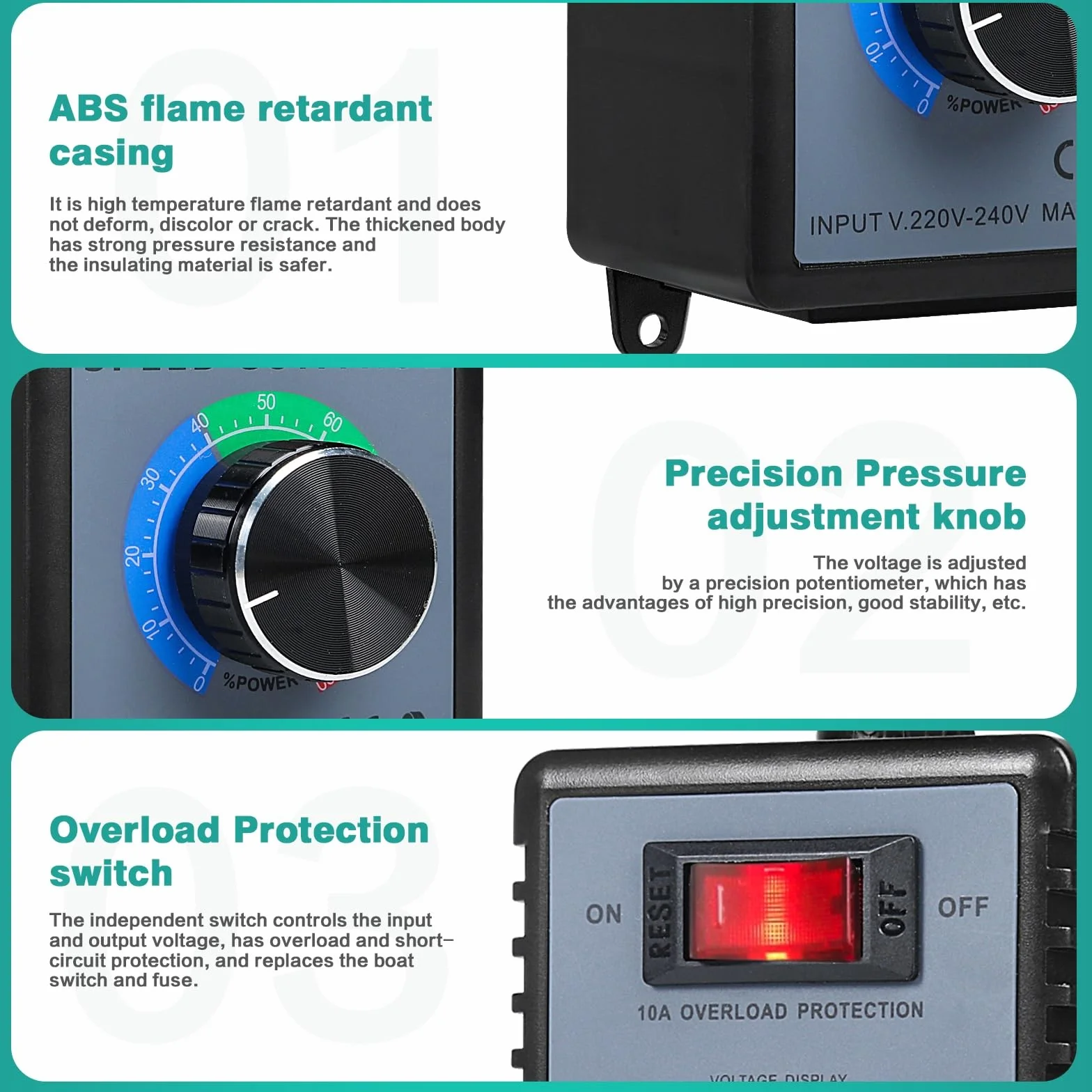 Jadeshay Regulator napięcia, AC220 V 4000 W SCR elektroniczny regulator napięcia regulator regulatora napięcia regulatora regulatora prędkości wentylatora silnika