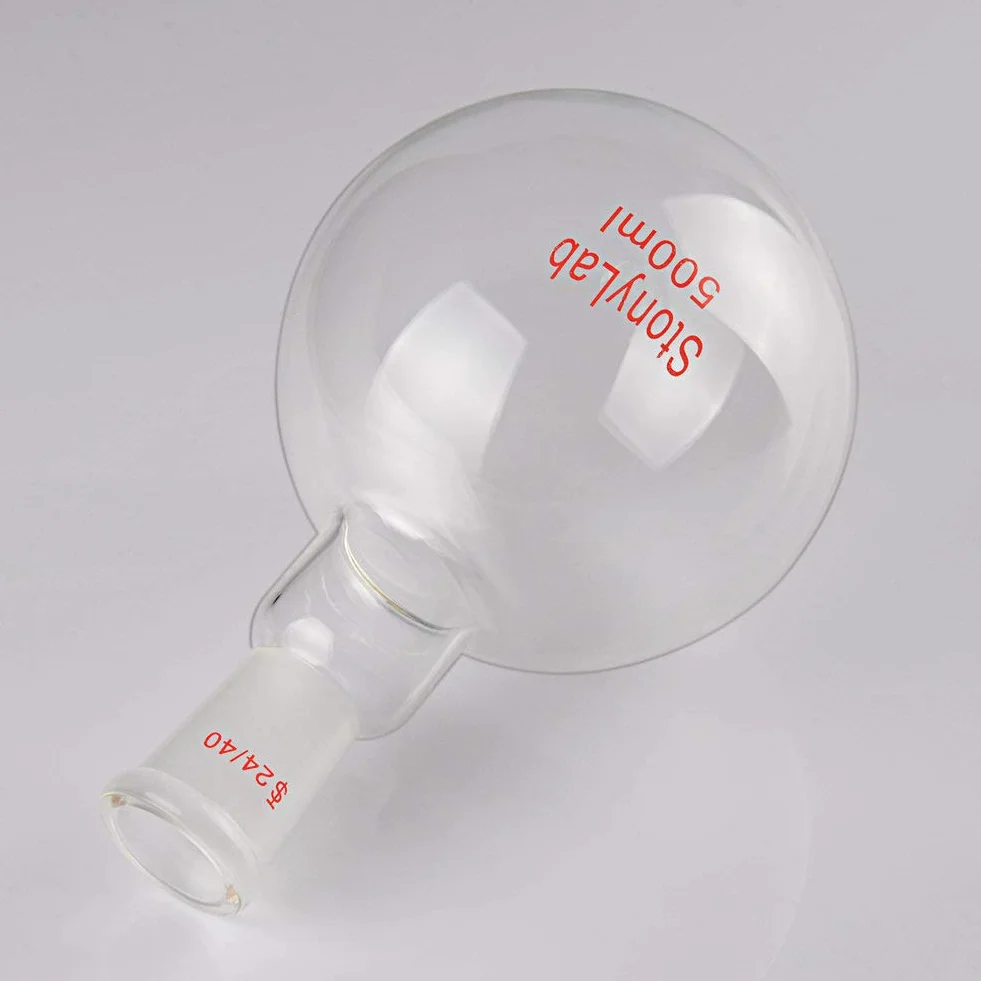 StonyLab 500ml Glas Einhals Flachboden Kochflasche Flachbodenflashe mit 24/40 Standard Taper Outer Joint, Single Neck Flat Bottom Boiling Flask - 500ml