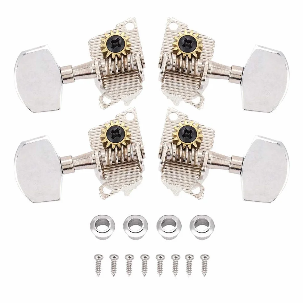 2L2R Tuning kołek do Ukulele, srebrne głowice maszyn w stylu klasycznym Ukulele DIY części ze śrubami mocującymi