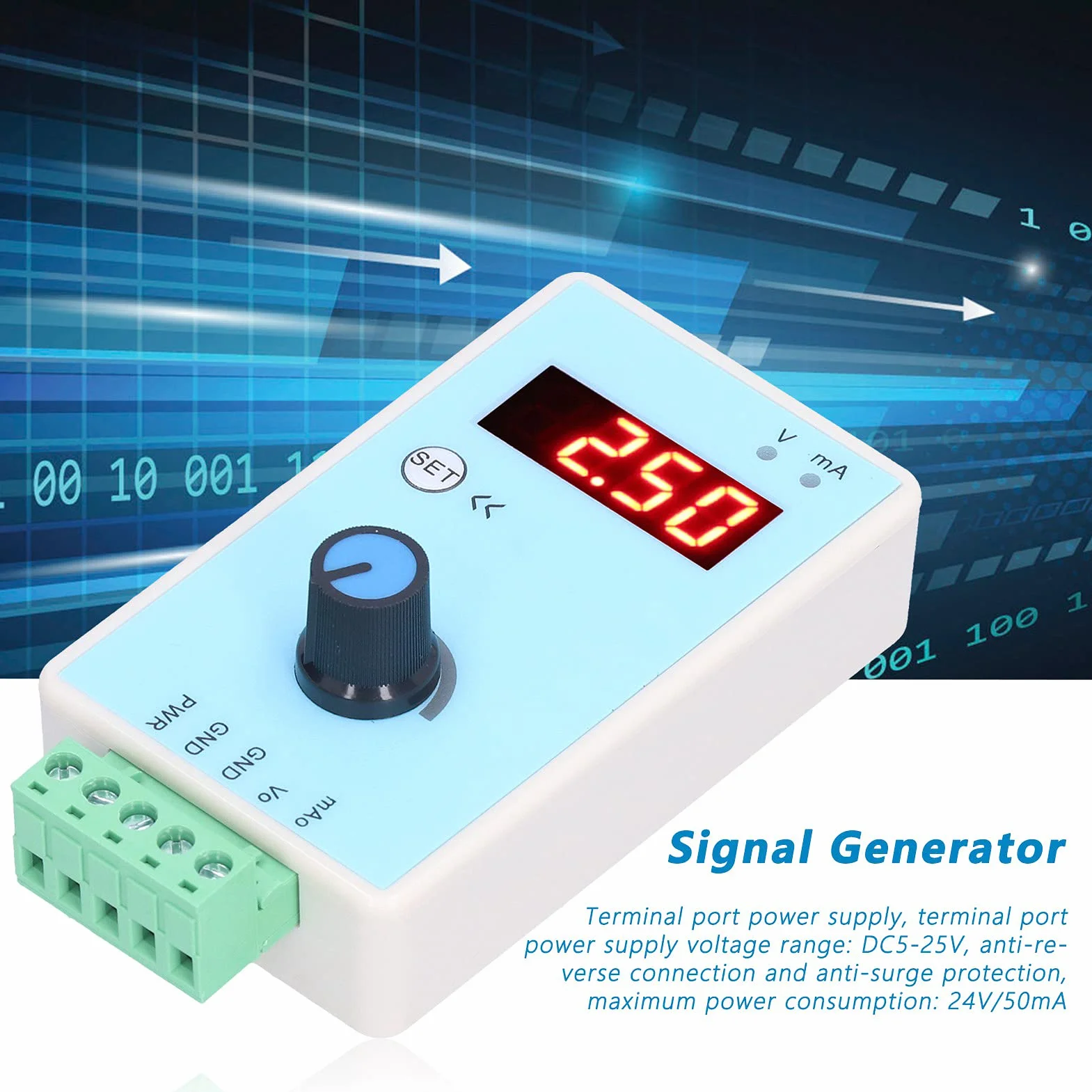 Generator sygnału analogowego Eujgoov 0-10 V/2-10 V 0-20mA/4-20mA Generator sygnału prądowo-napięciowego interfejs zasilania USB symulator analogowy