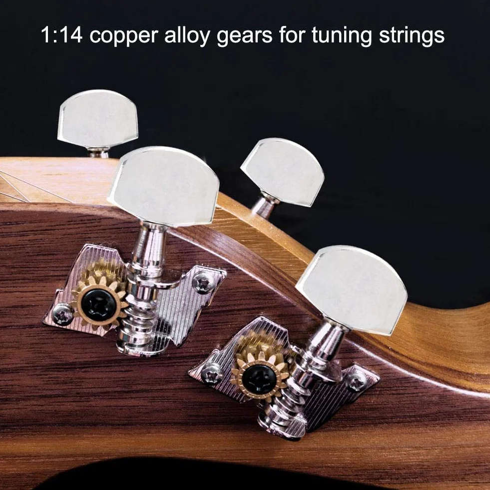 2L2R Tuning kołek do Ukulele, srebrne głowice maszyn w stylu klasycznym Ukulele DIY części ze śrubami mocującymi